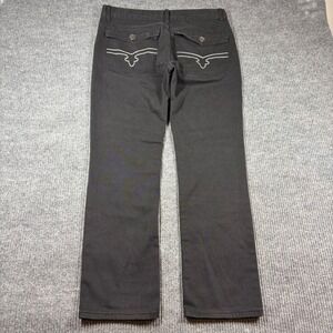 Jeanetix Mens Black Denim Jeans Size 36 Embroidered Flap Back Pockets Straight